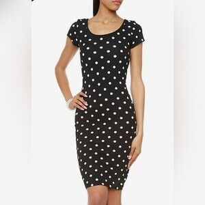 Black and white polka dot bodycon dress size small